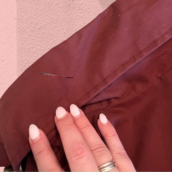 Vintage burgundy utility coat anorak embroidered wolves - Picture 9 of 14
